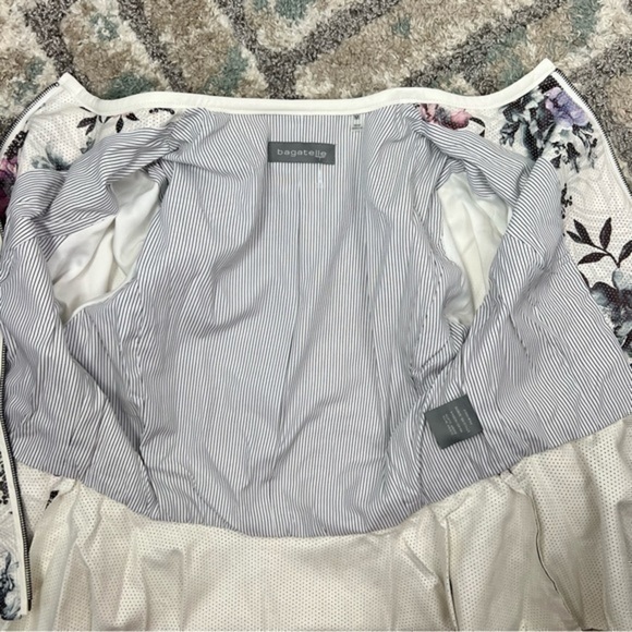 Bagatelle Womens Perforated Vegan Leather Peplum Jacket Floral Print Medium - Picture 8 of 13